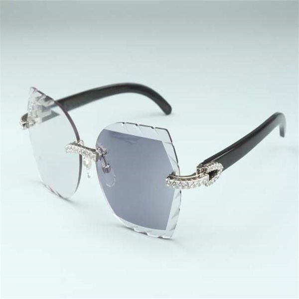 Nuovo obiettivo in scollo intagliato di alta qualità 8300817-C4 Luxury Natural Black Horm Diamond Glasses Frame 58-18-140mm One Mirror Dual P2621