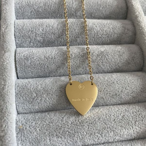 Gold Farbe Luxus Marke Herz Anhänger Halsketten Hochglanz Einfache Liebe Halskette Frauen Designer Schmuck Großhandel