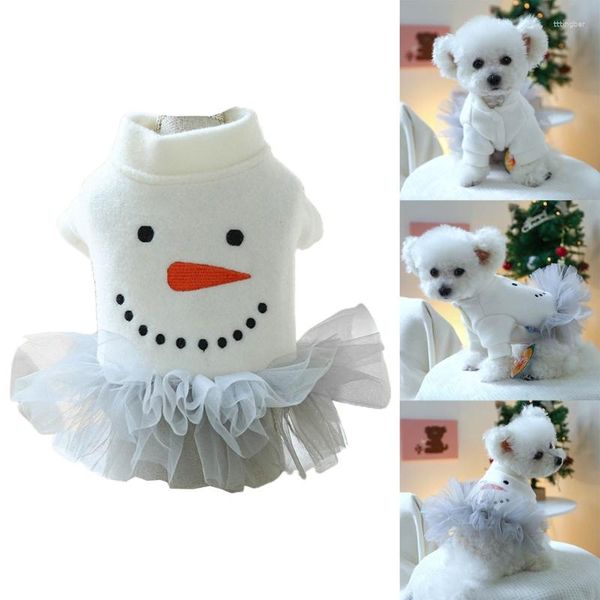 Cão vestuário inverno natal boneco de neve padrão pet gato cães saia manter vestido quente para pequenas roupas de caminhada dropship