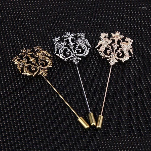 Pins broches bronze ouro sier tom clássico oco duplo leão lapela para homens terno acessórios vara broche festa jóias1 gota entregar dha4f