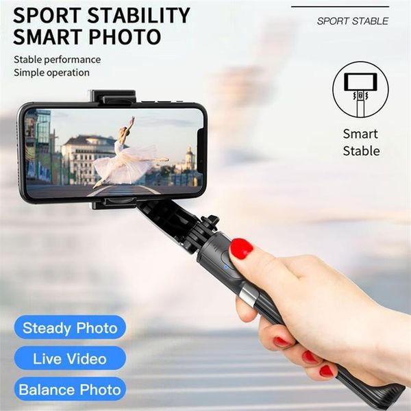 Bluetooth El Gimbal Stabilizatör Cep Telefonu selfie çubuk tutucu ayarlanabilir selfie standı el rafı ile üç pivots263h