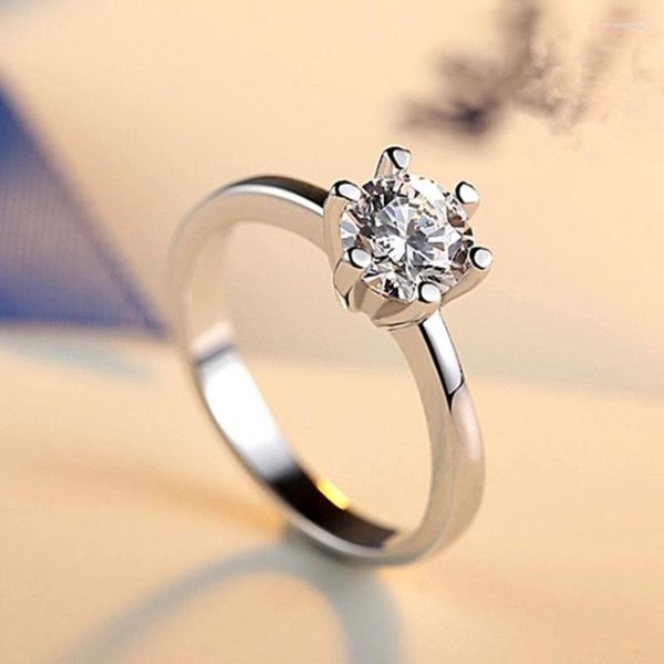 Cluster Ringe Silber Farbe Großhandel Sechs Klaue vergoldet Österreich Kristall Zirkon Ring Weihnachtsgeschenk Hochzeit Frauen Dame Schmuck