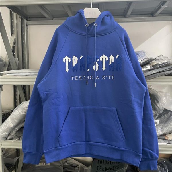 Hoodies masculinos azul londres hoodie homens mulheres 1:1 toalha de alta qualidade bordado pulôver roupas