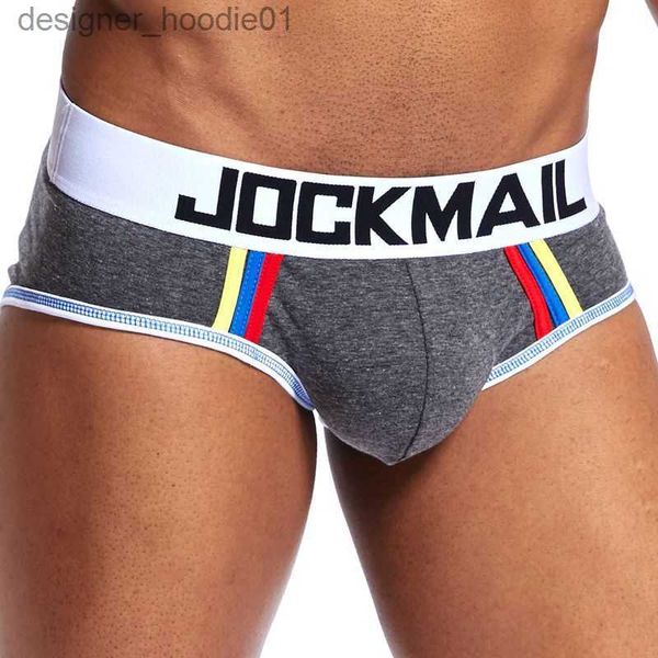 Unterhosen JOCKMAIL Sexy Männer Unterwäsche Penis Pouch Herren Slips Tanga Gay Unterwäsche Männer Bikini Slip Modal und Baumwolle 2 Style 7 Farben Weiß L230915