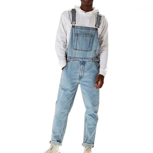 Macacão babador para homem calças suspender jeans macacões high street angustiado 2020 outono moda denim masculino plus size S-239S