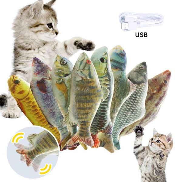 Giocattoli per gatti 30CM Simulazione elettrica da masticare Giocattolo per pesci USB Ricarica della batteria Mordere animali domestici Forniture per giochi Dropshiping221S