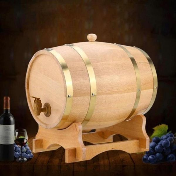 Cannucce Botte di vino in legno Quercia Birra Attrezzatura per la produzione di birra Mini Keg Secchio per fatturato di bevande Contenitore di stoccaggio di grande capacità 240v