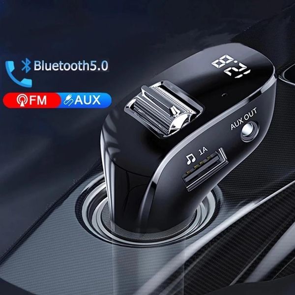 FM-Transmitter, kabelloses Bluetooth 5.0-Radio-Modulator-Set, USB-Autoladegerät, Hände, Aux-Audio, MP3-Player, 255 g