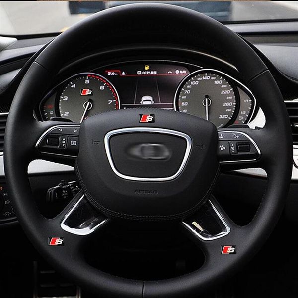 S line логотип AUDI декоративные автомобильные наклейки значок колпаки ступицы рулевое колесо эмблема наклейка 18X10 мм235h