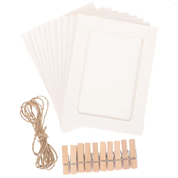 Quadros 20 Pcs Po Frame Jam Pendurado Papel Display Stand Branco Mini Cartão De Imagem