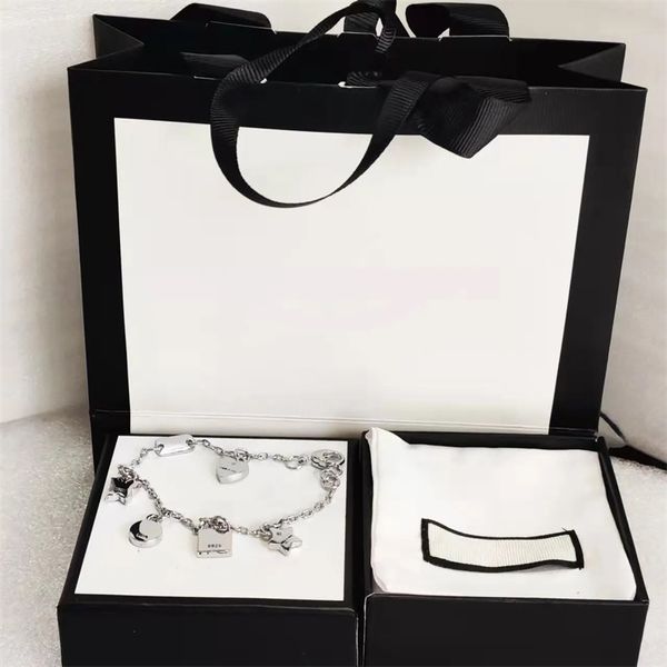 Novo 925 prata esterlina estrela amor charme pulseira para mulheres designer jóias moda link corrente luxo festa de noivado presente de alta qualidade g pulseiras acessórios