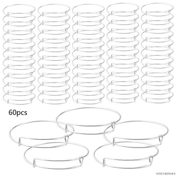 Браслет 60 шт. DIY Расширяемые браслеты Регулируемая проволока Пустые подвески из бисера Браслеты для изготовления ювелирных изделий270t