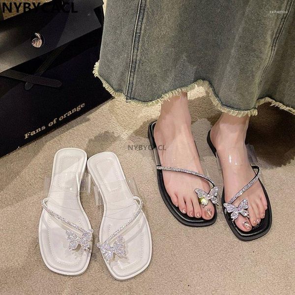 Sandalen Sommer Sandale Frauen Mode Schmetterling Diamant Gelee Schuhe Weibliche Transparente Flache Strand Open-toed