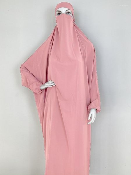 Abbigliamento etnico Donne musulmane Jilbab Abito da preghiera intero con cappuccio Abaya islamico Dubai Abito nero saudita Modestia turca