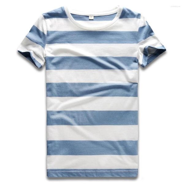 Erkekler A1893 Blauw En Gestreept T-Shirt Voor Vouwen Kleurrijke Streep Tshirt Mürettebat Boyun Top Tees Vrouw Korte Mouw Sailor