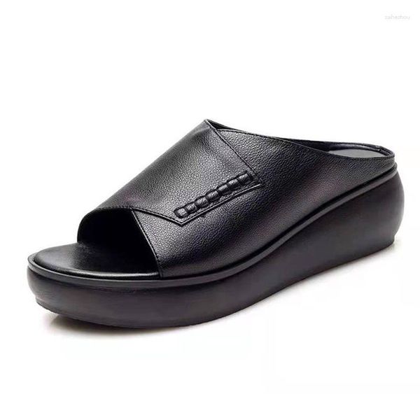 Sandali zeppe peep toe scarpe estive da donna moda piattaforma piatta donna donna casual nero rosso 2023