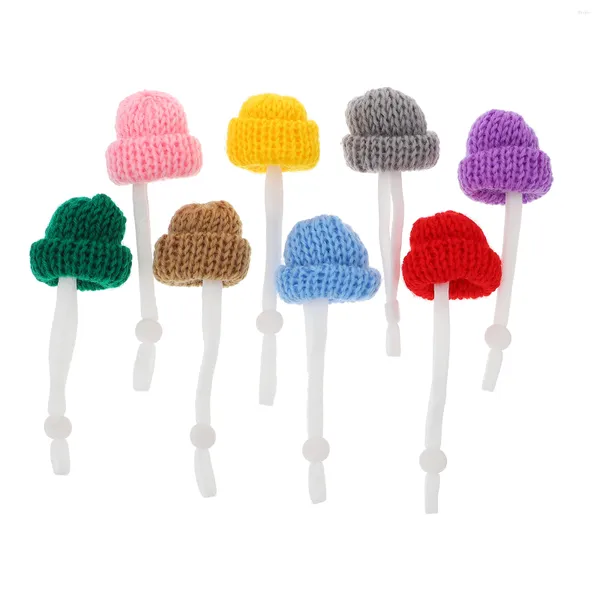 Hundebekleidung 8 Stück Weihnachtsstrickmütze Schlangenhüte mit verstellbarem elastischem Kinnriemen Winzig für DIY-Handwerk Lollipop Candy Cover Weihnachtsbaum