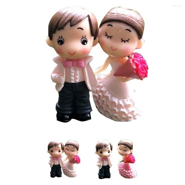 Decorazioni da giardino Sposa e sposo Bambola nuziale Cartoon PVC Coppia figurine Miniature Decorazione torta Fai da te Artigianato Ornamento per la casa