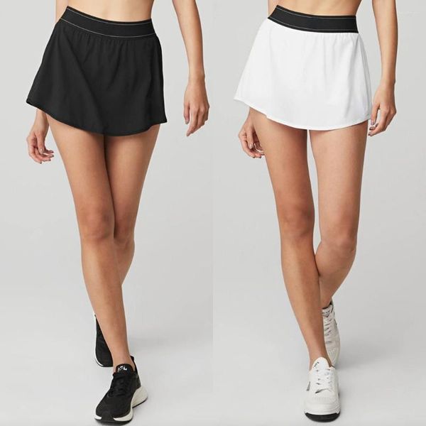 Aktive Shorts, Yoga, Workout, hohe Taille, elastisch, Laufen, Tennis, A-Linien-Rock mit Sicherheitshose für Damen, Sport