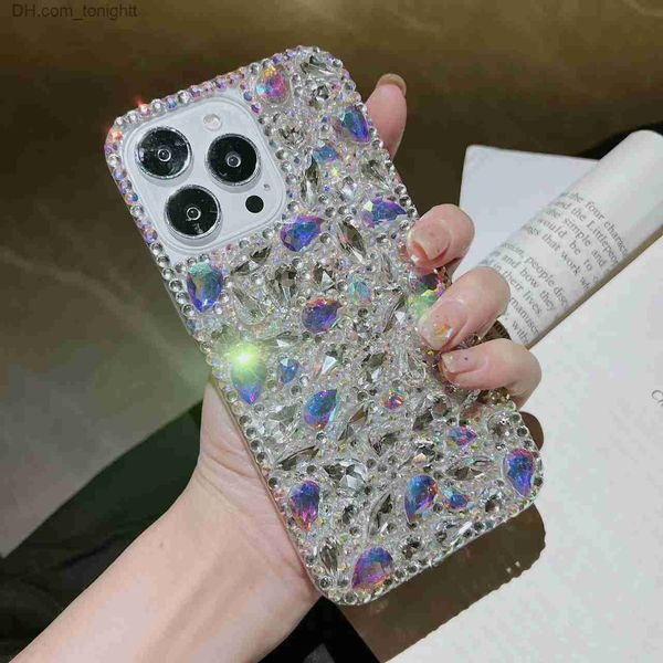 Handyhüllen Full Water Diamond Geeignet für xs14max Phone Case 15Pro Diamond Embedding Luxury 7p/8plus All Inclusive Flash Q230915