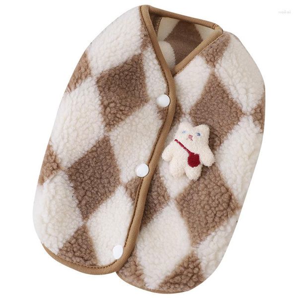 Abbigliamento per cani Gilet scozzese con diamanti Abbigliamento per animali domestici Piccolo latte Autunno Inverno Calore Vestiti per cuccioli a due zampe