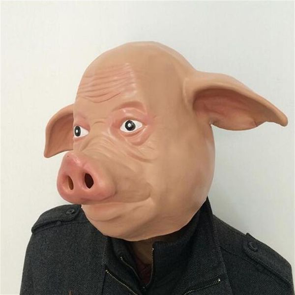 Máscara de porco Horror Pig Halloween Látex Máscara Facial Fancydress Acessório Overhead WL1271258i