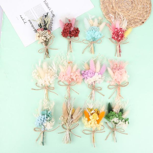 Decorações de jardim 1 pc mini casamento flores secas plantas boutonnieres caixa de presente acessórios para decoração de casa de aniversário