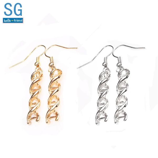 Висячие люстры SG Золотые серьги с ДНК молекулярные для женщин и девочек подарок модные ювелирные изделия Brincos325v