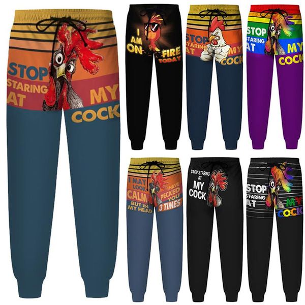 Pantaloni della tuta grafici da uomo Moda ragazzi Hiphop Pantaloni digitali 3D Ragazzi 2021 Pantaloni casual con motivo a gallo Corsa attiva Sportspant193o