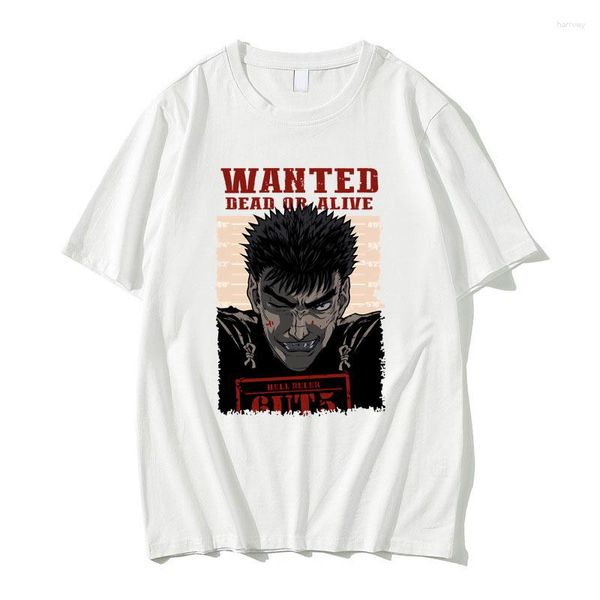 T-shirt da uomo Wanted Dead Or Alive Guts From Hell Anime Berserk Lover T-shirt grafica Uomo Donna Vintage Manga Manica corta allentata
