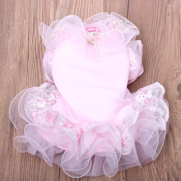 Vestuário para cães cães e gatos vestido de casamento tutu flores renda design pet filhote de cachorro princesa saia festa