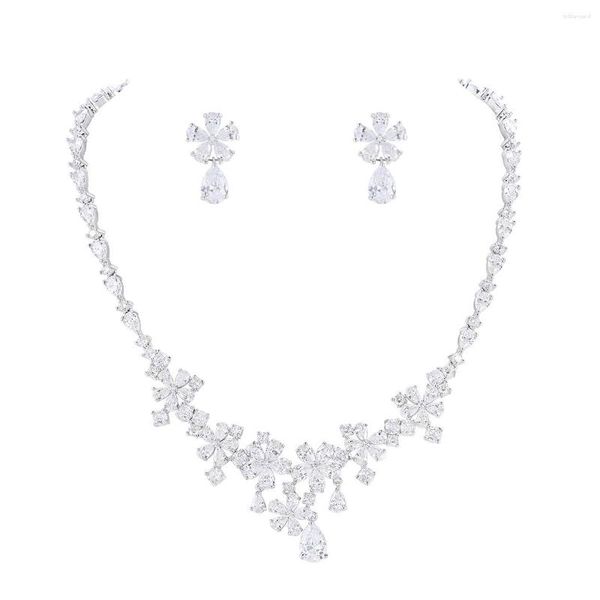 Halskette Ohrringe Set Weimanjingdian Marke Ankunft Florale Kubikzirkonia Hochzeit Brautschmuck Geschenke für Bräute Mutter