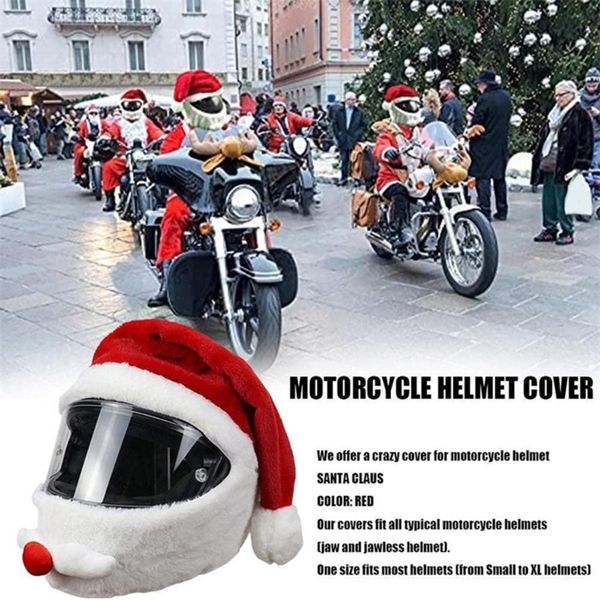 Motocicleta capacete completo capa de pelúcia adulta natal inovador moto acessórios poeira chapéu de proteção 915
