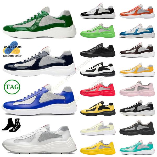 Otantik Erkekler Amerika Kupası Elbise Spor ayakkabı ayakkabıları tasarımcı platformu patent siyah beyaz yeşil gri pembe mokasenler örgü Amerika'nın düz gündelik sporları