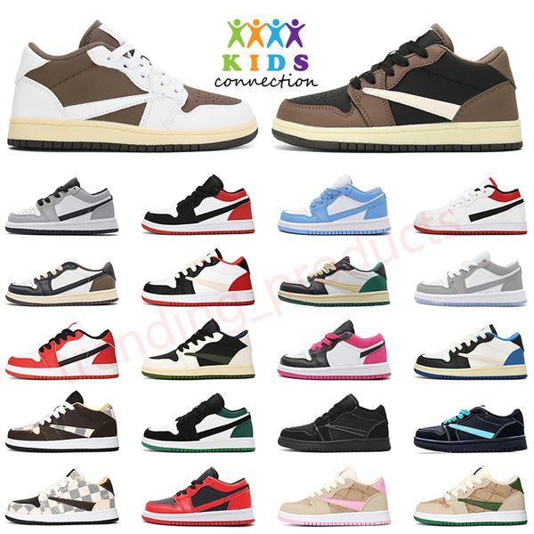 Top Baby 1s Kids Jumpman 1 Junge Mädchen Baksetball-Schuhe Jorden1s Kid Sneakers Reverse Mocha Olive Black Phantom UNC Wolf Grey Pink Platform Jogging Walking Trainer