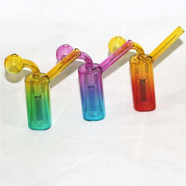 Tubos de fumo curvados de 4,72 polegadas Tubos de queimadores de óleo de vidro com borbulhador de tubo de água de balanceador de cores diferentes