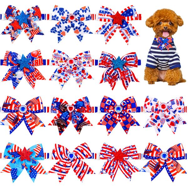 Abbigliamento per cani 10 pezzi Forniture per il giorno dell'indipendenza americana Collare per papillon per animali Prodotti per toelettatura Cani di piccola taglia Papillon per gatti per il 4 luglio 230915