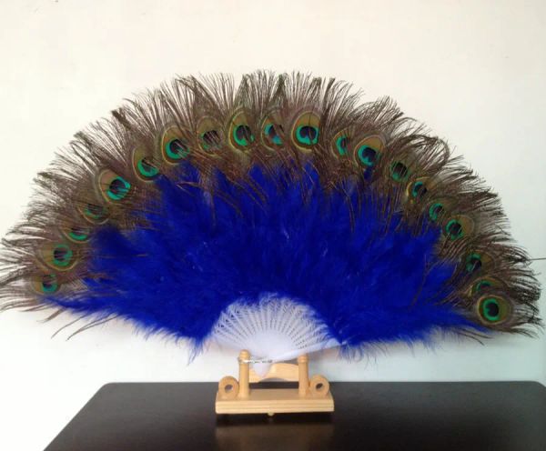 Leque de mão de pena de pavão da moda superior dança decoração de festa de noiva estilo chinês fãs clássicos lembrancinhas de festa