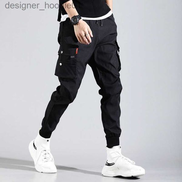 Calças masculinas Hip Hop Homens Pantalones Hombre High Street Kpop Casual Cargo Calças com muitos bolsos Corredores Modis Streetwear Calças Harajuku L230915