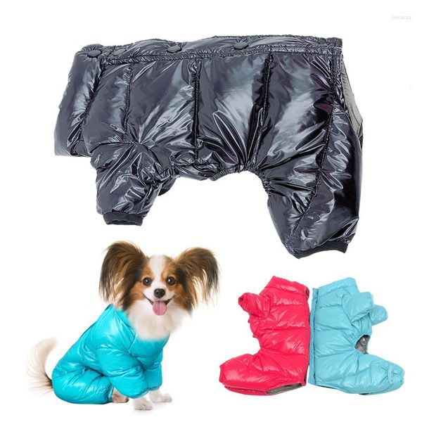 Abbigliamento per cani Abbigliamento invernale Tuta impermeabile per cani di piccola taglia Addensare tuta imbottita in cotone per animali Cappotto caldo per cuccioli in PU lucido Yorki