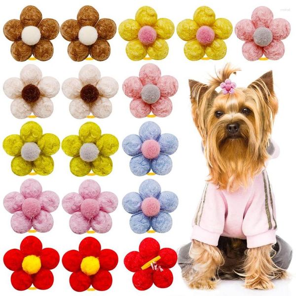 Hundebekleidung 50/100 Stück Schleifen aus Baumwollhaar für kleine Accessoires Hunde Haustierpflege