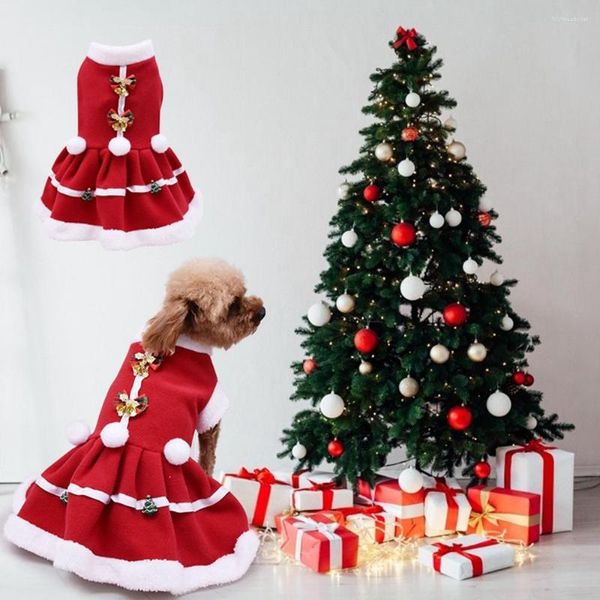 Hundebekleidung, kleines warmes Weihnachtskleid, Jahr, Party, Haustier, weicher und bequemer Puffrock, Geburtstagskostüm