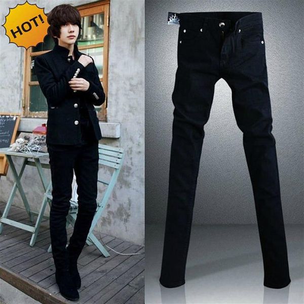 Schwarze Mikro-elastische Skinny-Jeans für Männer, Teenager, lässige Bleistifthose, Baumwolle, dünner Junge, hübsche Hip-Hop-Hose 28-34232T