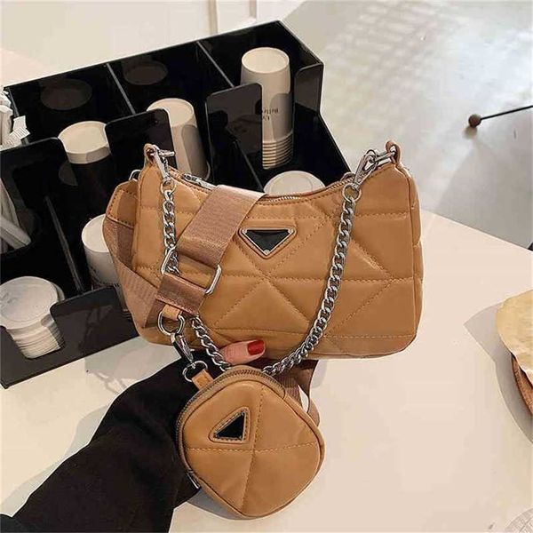 Barato 80% de desconto novo três em um treliça rômbica feminina bolsa de ombro único net red messenger axila saco 2023 nova bolsa de corrente hobo código 561