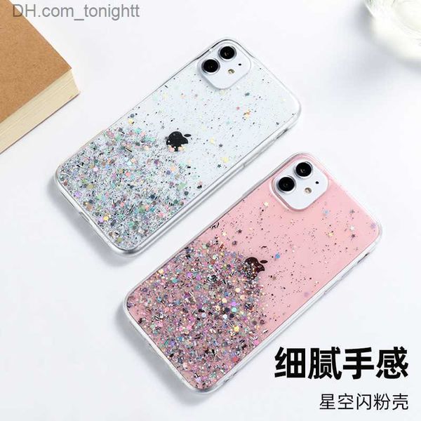 Handyhüllen Maiden's Heart Star Drop Kleber iPhone12 Glitzerpulver ist geeignet für 13pro11 / XR Handyhülle Soft Q230915