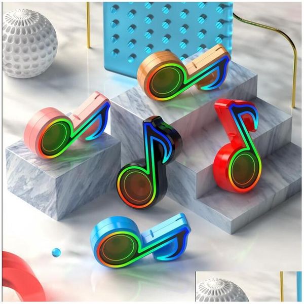 Alto-falantes portáteis RGB Glare LED Light Mini Music Note Speaker Colorf Efeito Luminoso Notas Musicais Subwoofer Iluminação Caixa de Som Powerf Dh6Bp