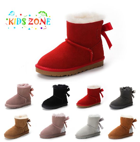 Scarpe per bambini Designer Tasman pantofole uggslies Stivali Scarpe per bambini Pelliccia di castagna Tazz Mules Ragazza Ragazzo Ultra Mini Pelle scamosciata Tomaia Comfortble Autunno Inverno uggity Stivali con piattaforma