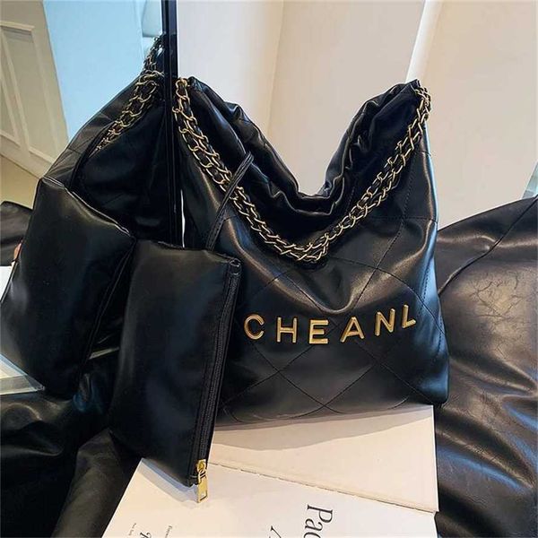 Light Luxury Lingge Chain Large Capacity Garbage Small Fragrant Wind One Shoulder Crossbody Tote Bag Women's and Versatile Korean Version model 542
