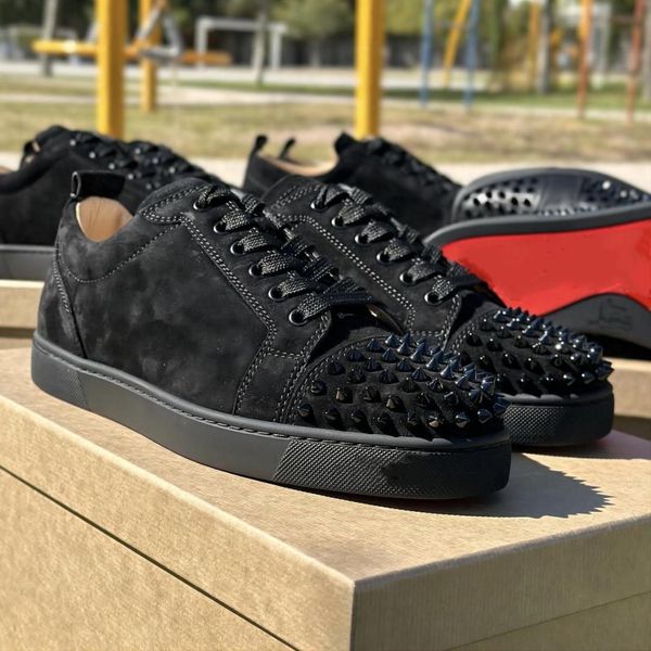 Scarpe formali da uomo firmate di marca scarpe da corsa sportive fondo rosso lucido da donna casual all'aperto suola spessa lacci formali sacchetto per la polvere 35-47