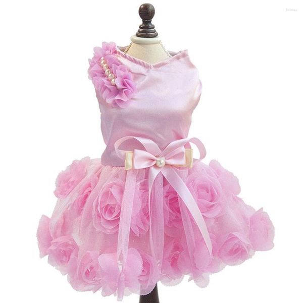 Cão vestuário vestidos filhote de cachorro vestido de casamento feminino cães traje menina rosa para doggy teddy chihuahua pet princesa roupas